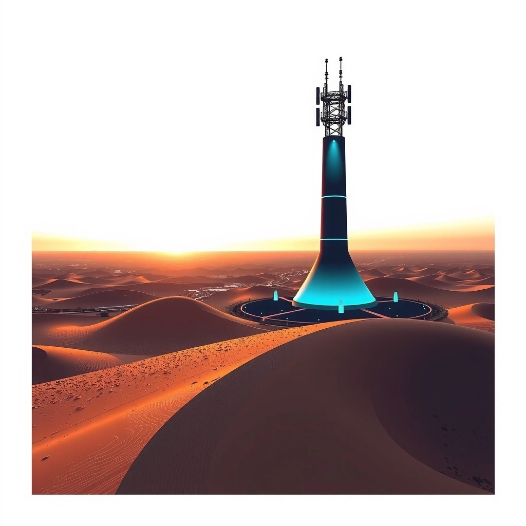 5G Network Tower in Bahrain Landscape